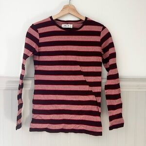 MiH Jeans Small Red and Black Striped Long Sleeve Top